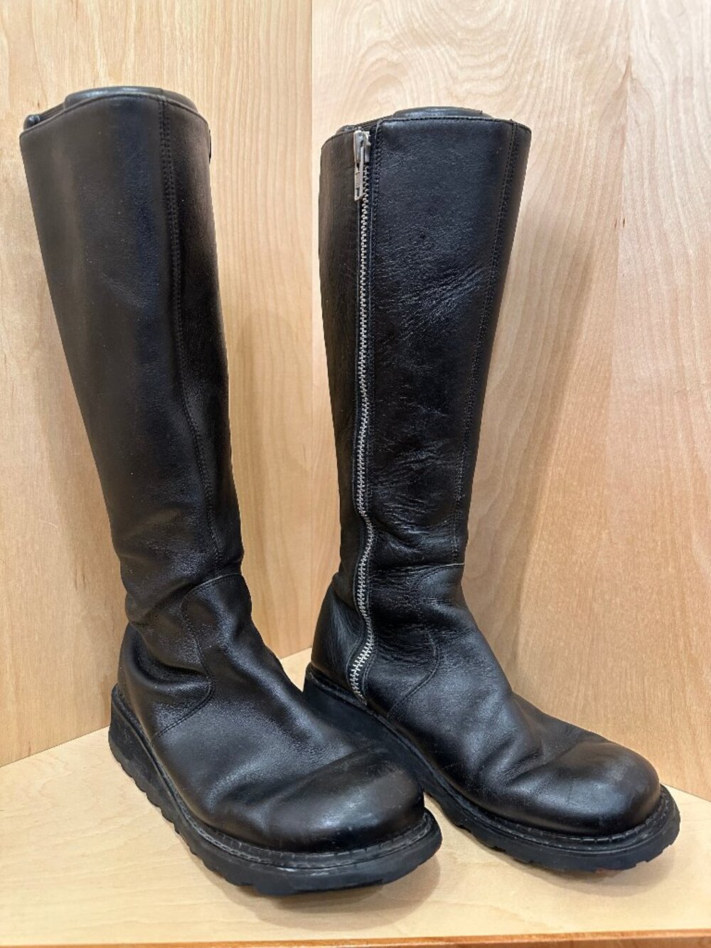 Vintage 1990s Fluevog Bond Girl CeCe Black Punk Boots - Size 11 Women's/9 Men's